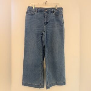 Lands' End 12 P petite Light wash Blue jeans wide leg Flare pants like new EUC